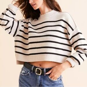 Free People Easy Street Cropped Striped Sweater, XS